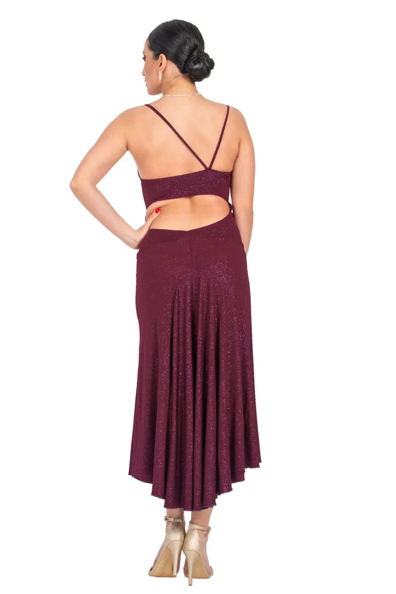 Sparkling Eggplant Fit & Flare Keyhole Back Midi Tango Dress