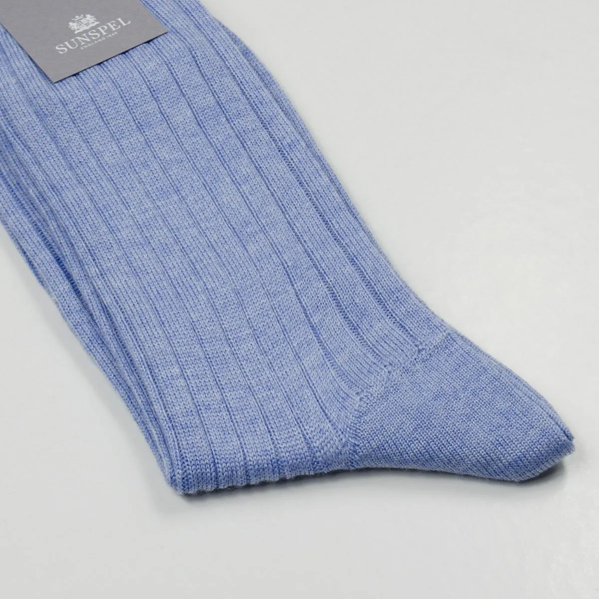 Sunspels - Merino Rib Socks - Woad (Light Blue)