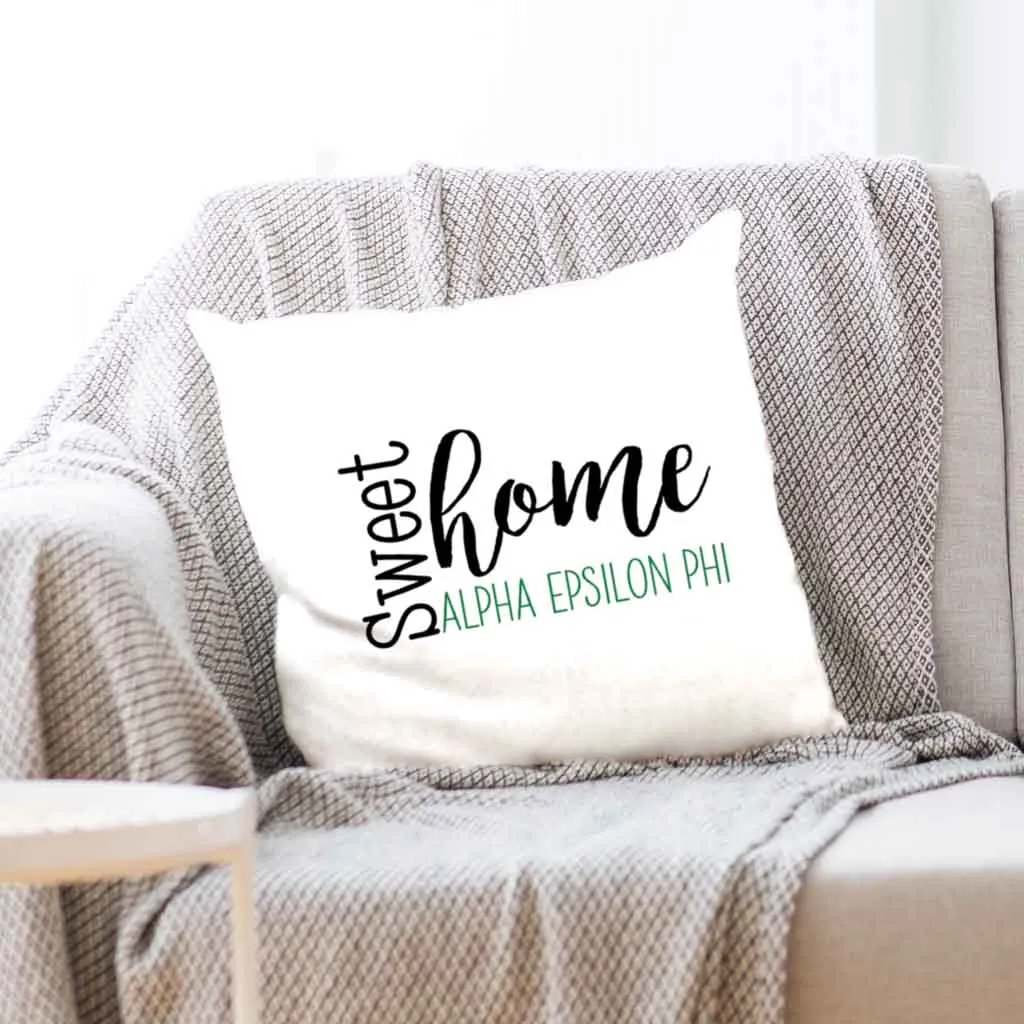 Sweet Home Alpha Epsilon Phi Throw Pillow Cover for Sorority Room Decor