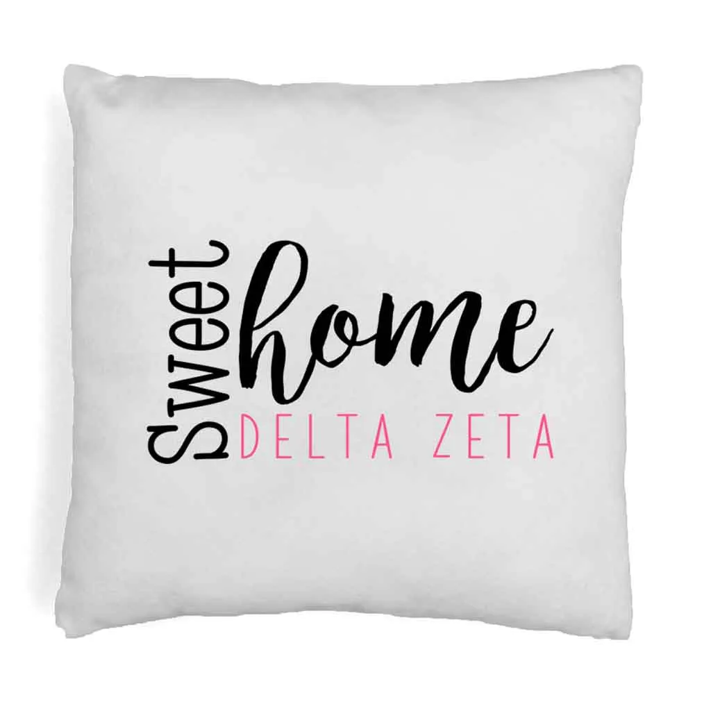 Sweet Home Delta Zeta Throw Pillow Cover for Sorority Room Decor