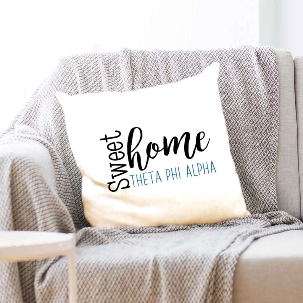 Sweet Home Theta Phi Alpha Throw Pillow Cover for Sorority Room Decor