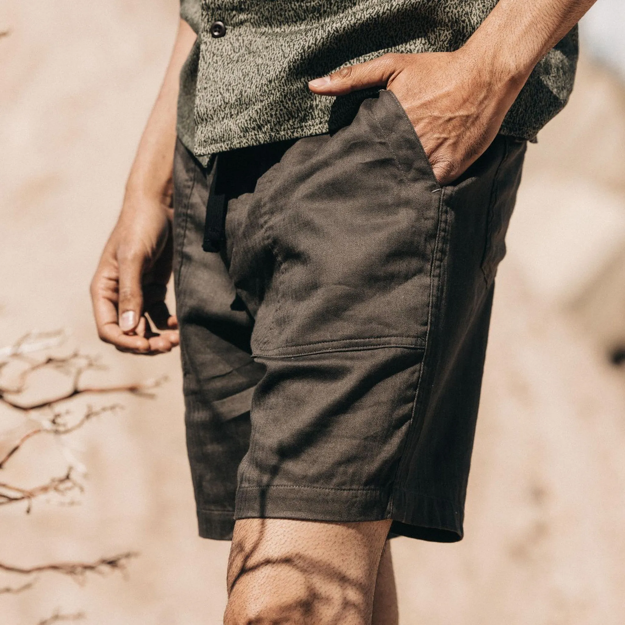 The Apres Trail Short in Granite Double Cloth