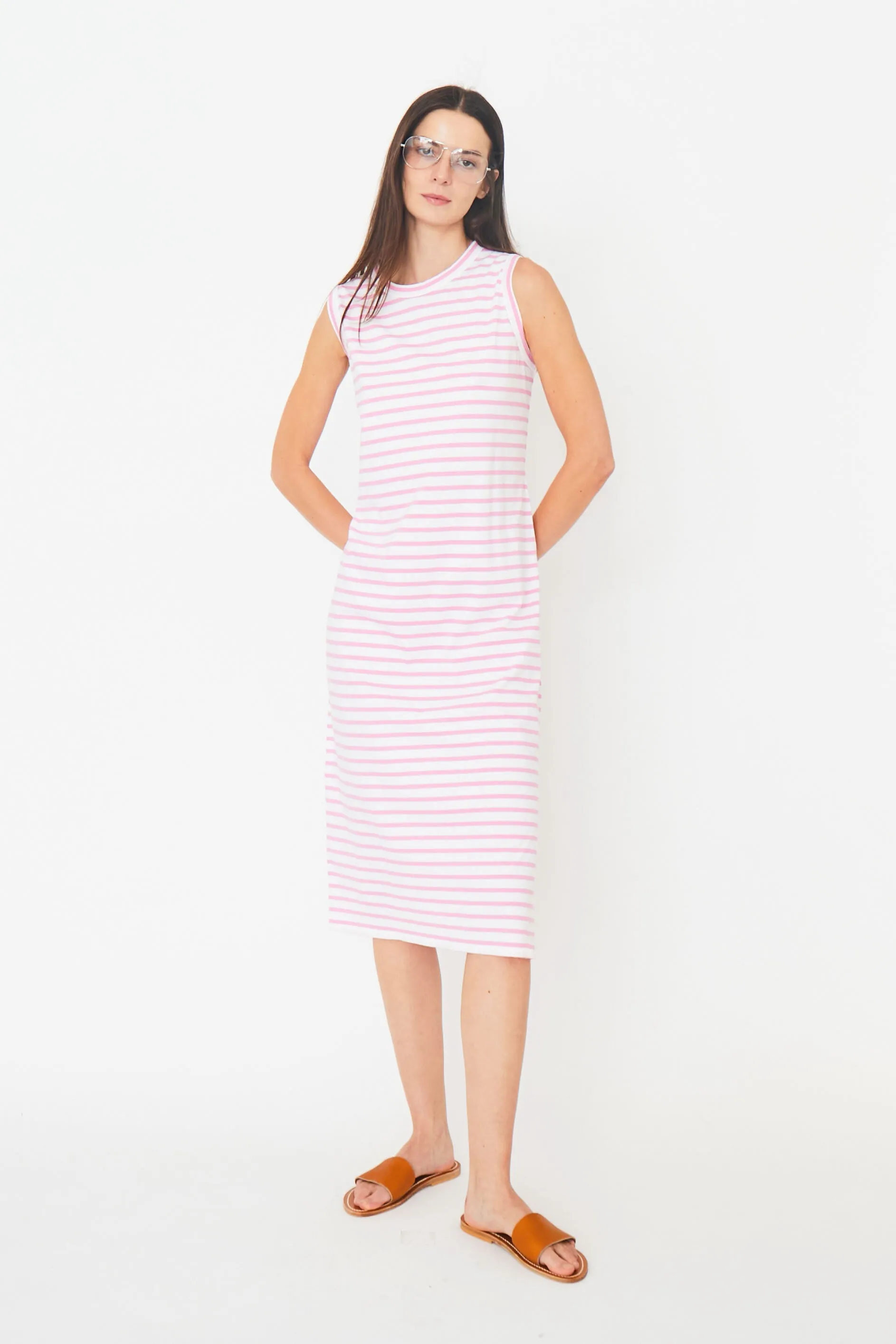 The Tank Dress - White/Hot Pink