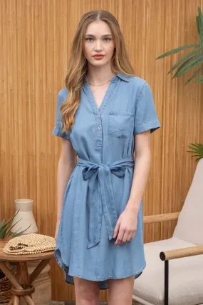 Thrilled for This Chambray Shirt Dress • Blue