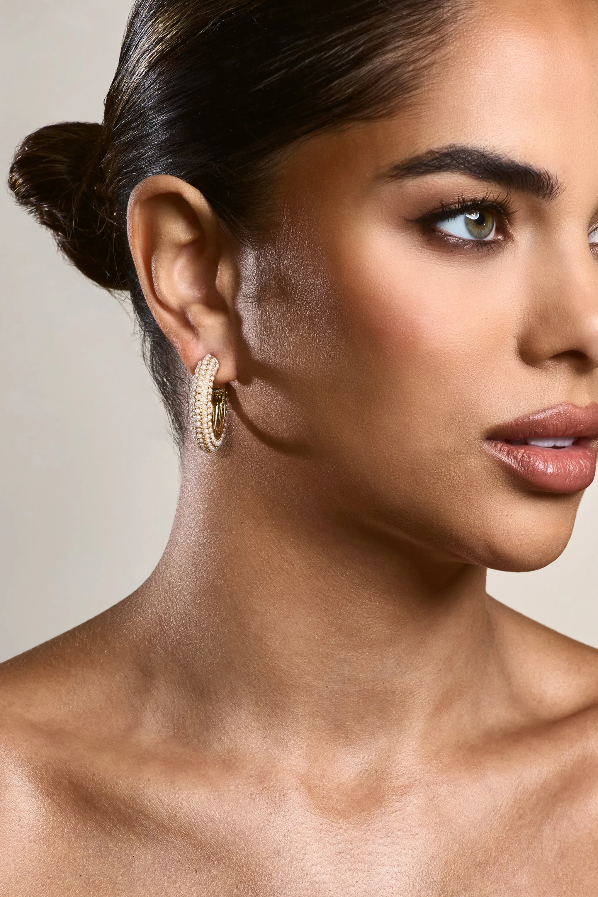 Trust | Gold Pearl Hoop Earrings