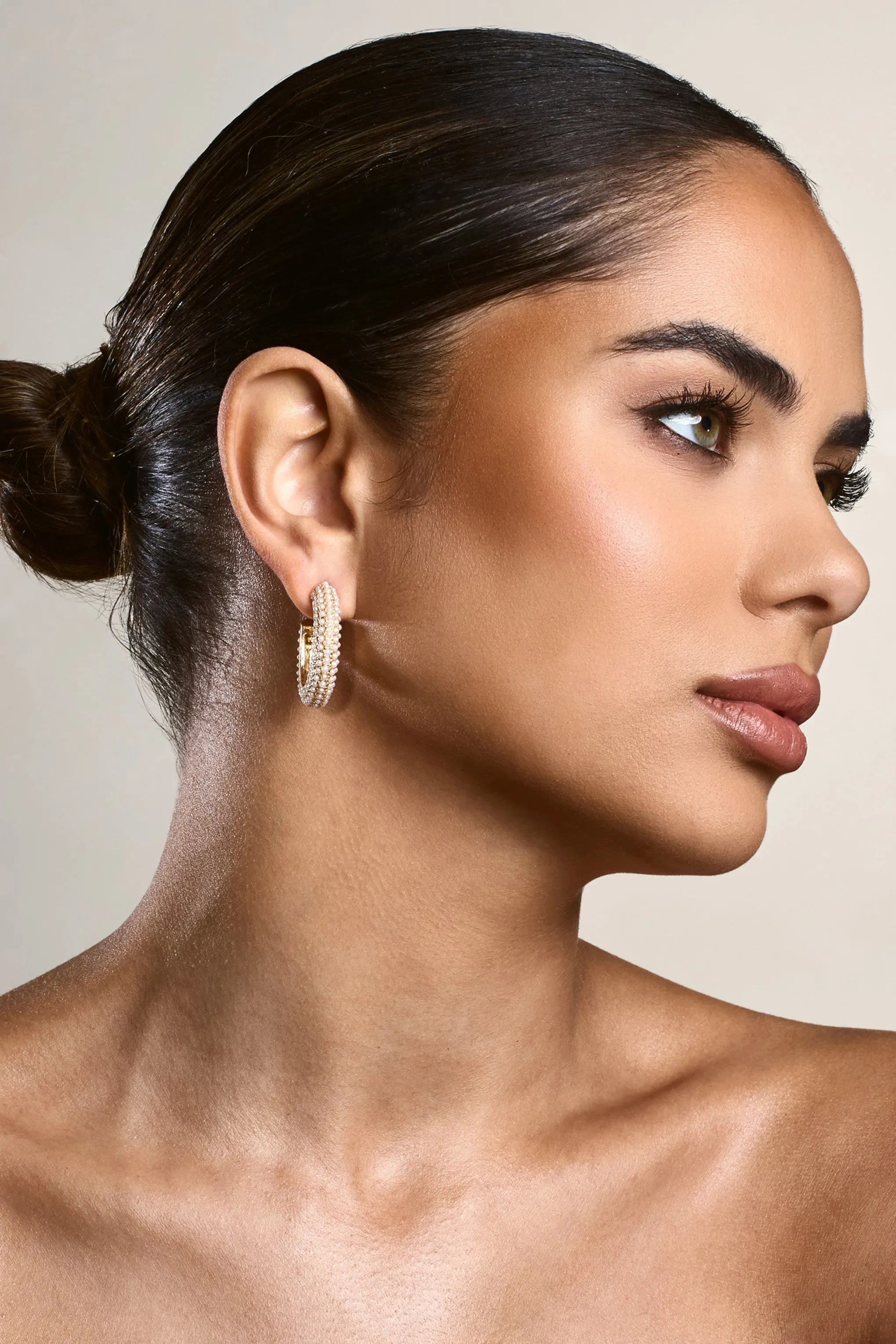 Trust | Gold Pearl Hoop Earrings