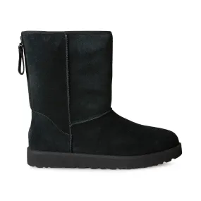 UGG Classic Short Logo Zip Black Boots - Women's