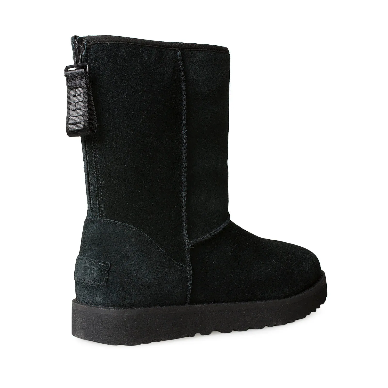 UGG Classic Short Logo Zip Black Boots - Women's