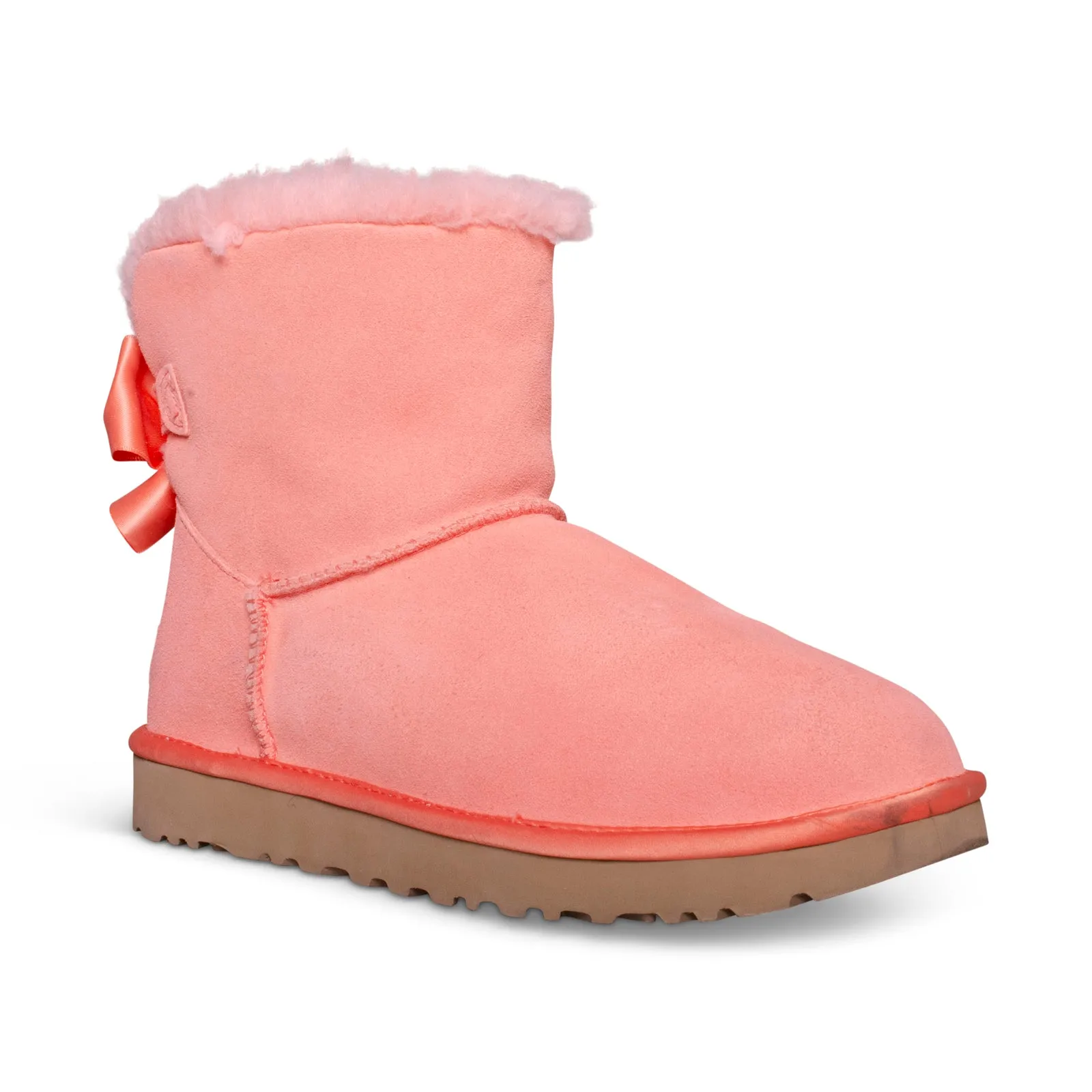 UGG Mini Bailey Bow Satin Crabshell Pink Boots - Women's