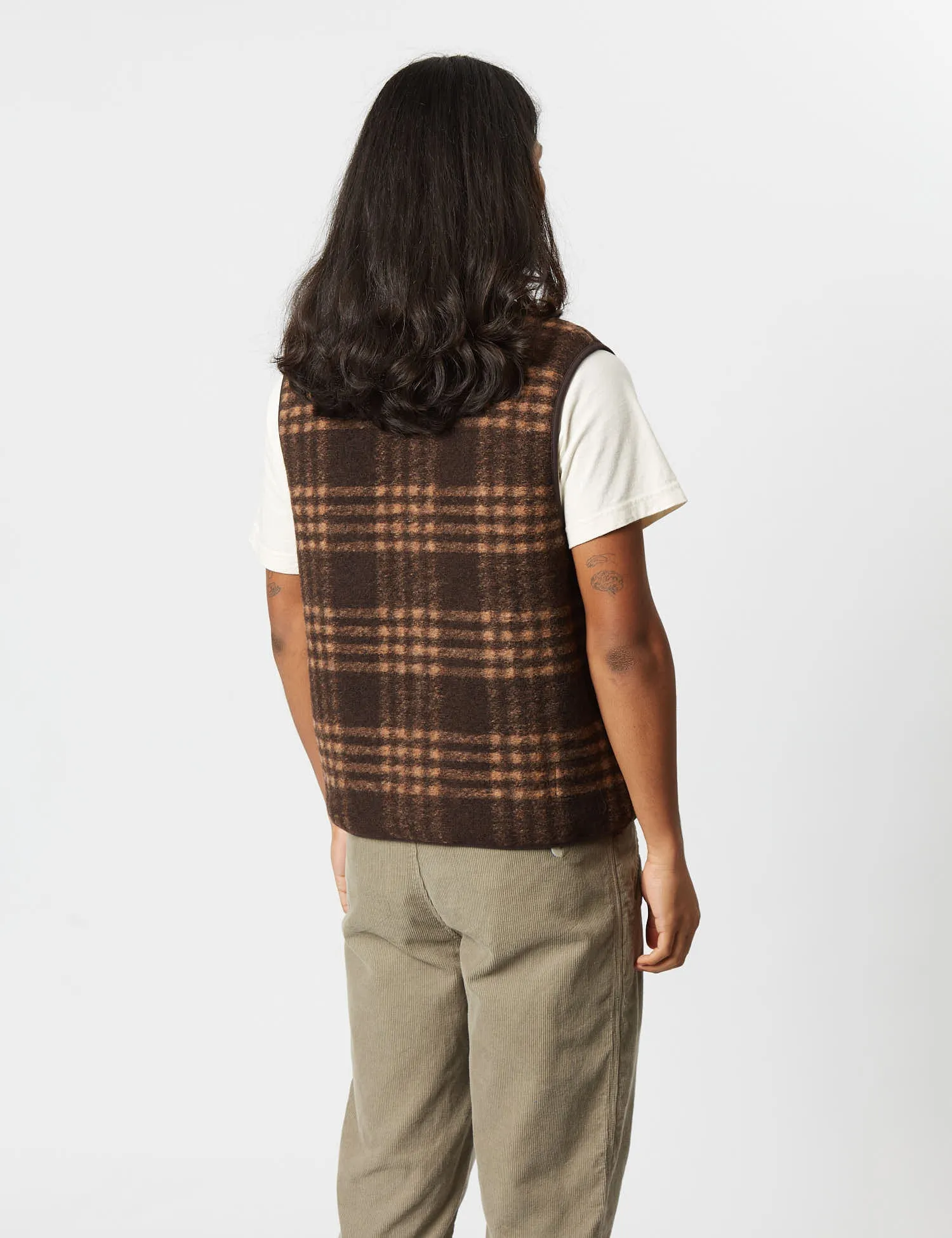 Universal Works Zip Gilet - Brown Check