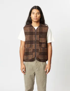 Universal Works Zip Gilet - Brown Check