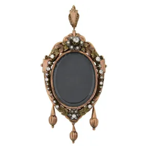 Victorian Large 15kt Pearl & Diamond Wreath Open-Faced Locket