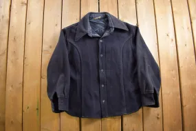 Vintage 1950s Navy Blue Wool Button Up Shirt / 1950s Button Up / Vintage Flannel / True Vintage / Made In USA / Outdoorsman