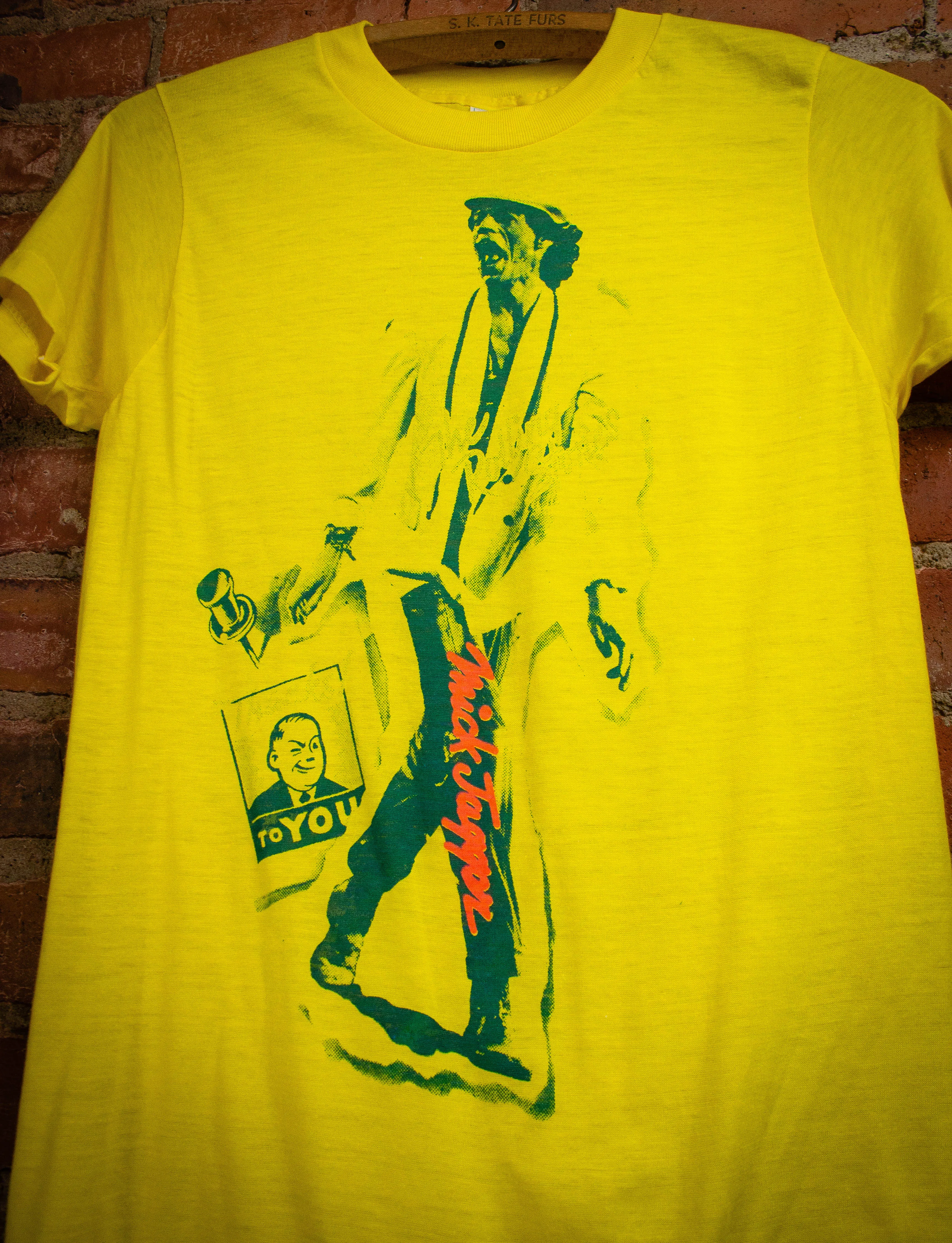 Vintage Mick Jagger Bootleg Concert T Shirt 70s Yellow XS