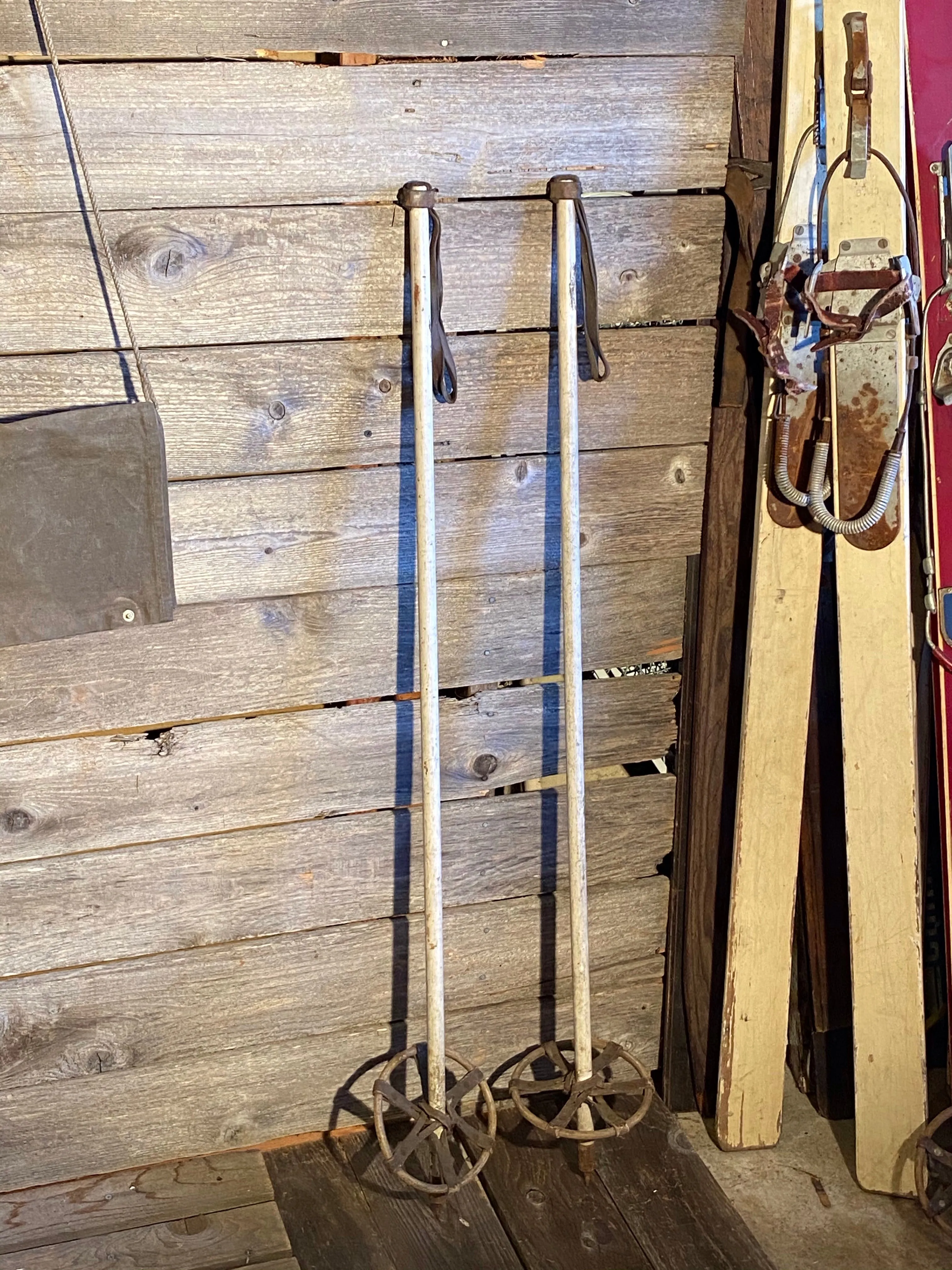 Vintage Military white Ski Poles