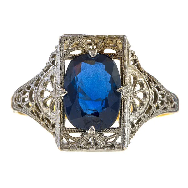 Vintage Sapphire Filigree Ring