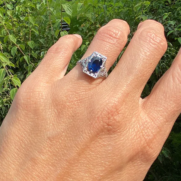 Vintage Sapphire Filigree Ring