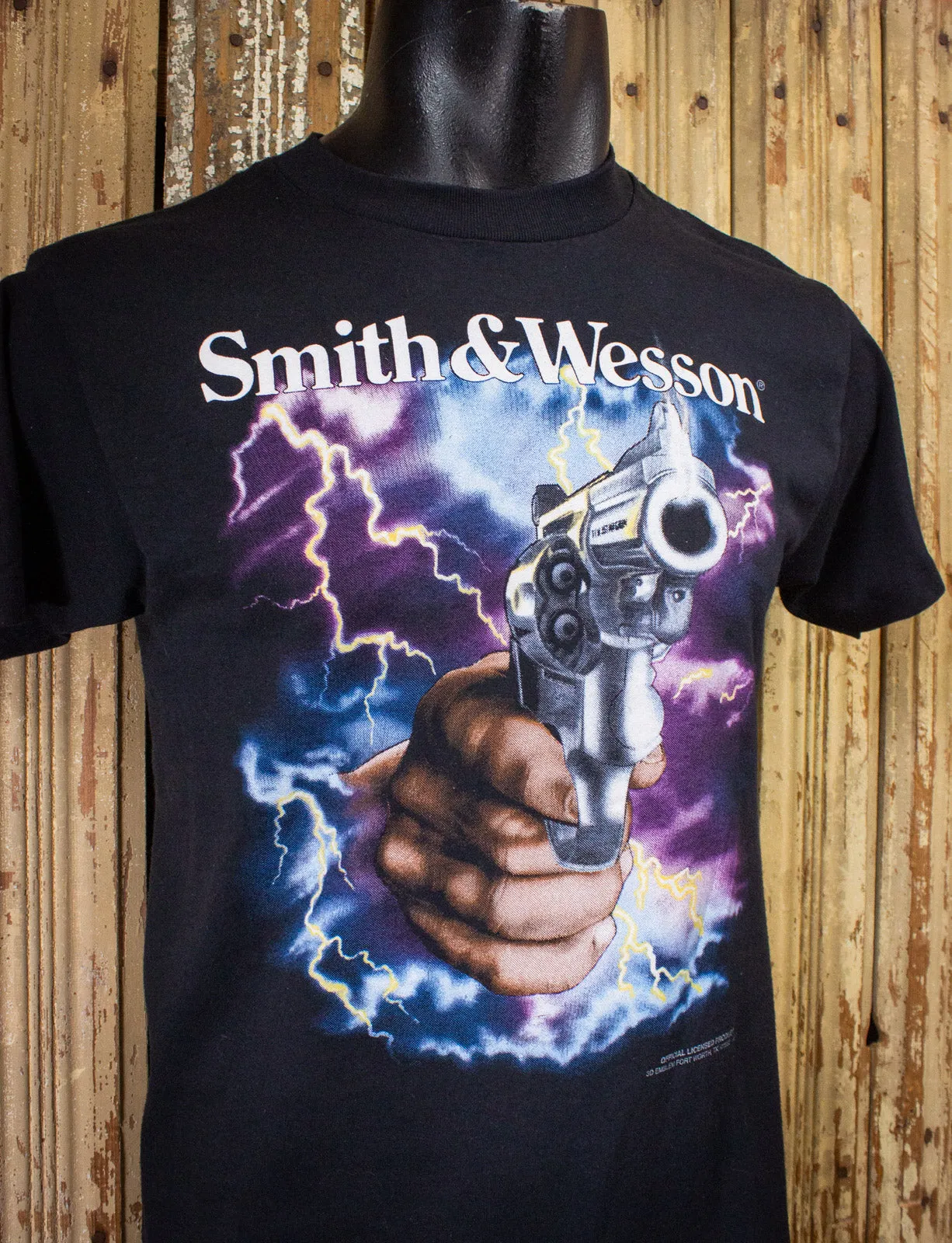 Vintage Smith & Wesson Lightning Graphic T Shirt 90s Black Small