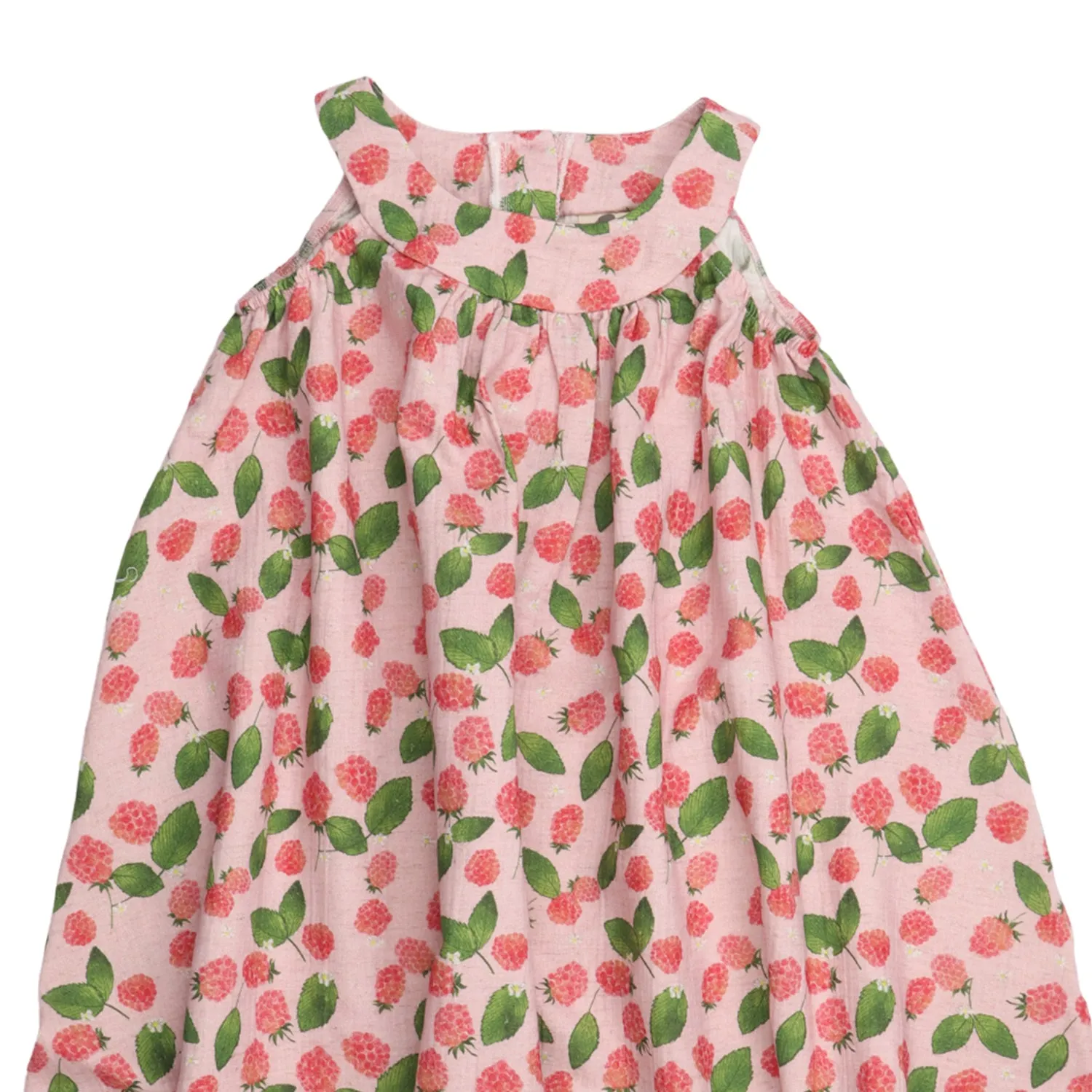 Walkiddy Raspberries Muslin Sleeveless Flared Dress