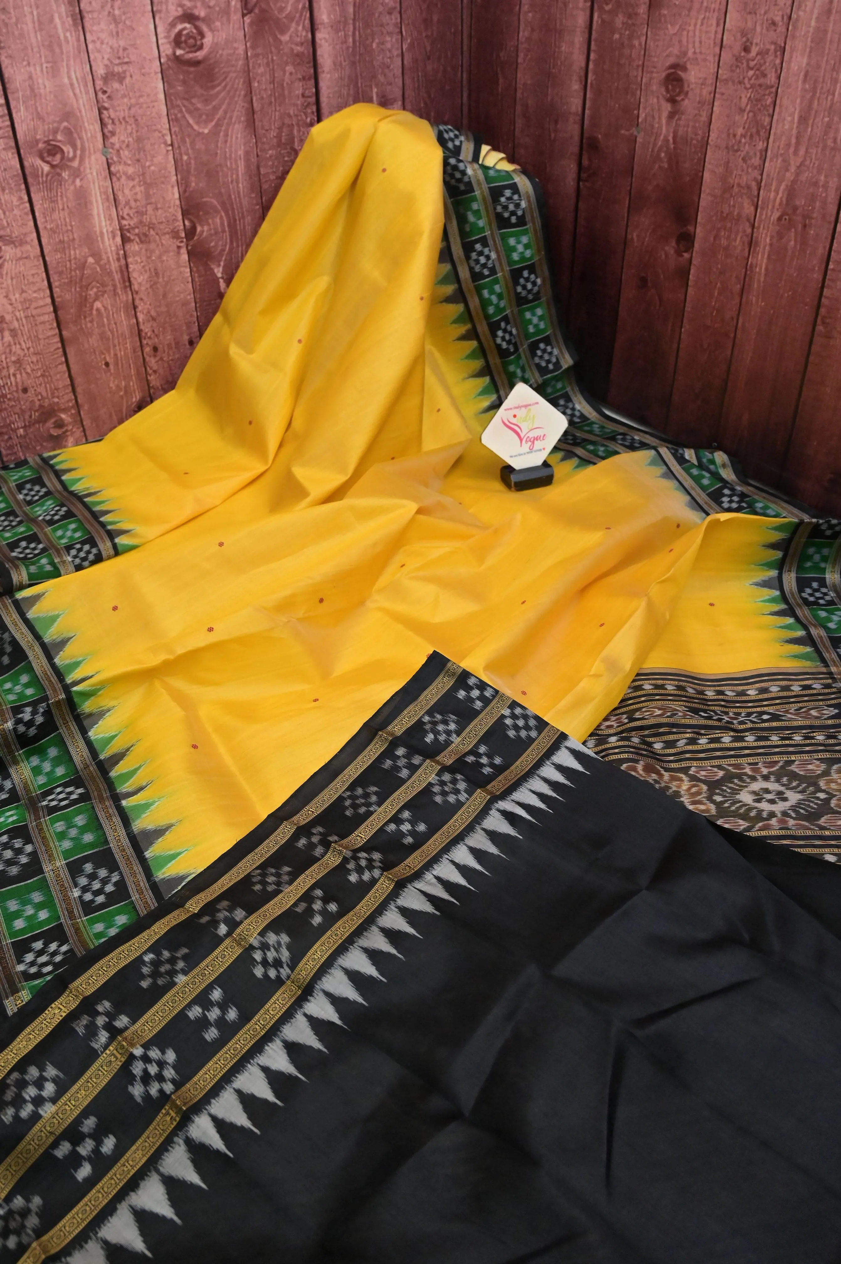 Yellow Color Sambalpuri Silk Saree with Double Pasapalli Border