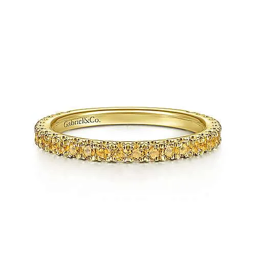 Yellow Gold Citrine Stackable Ring